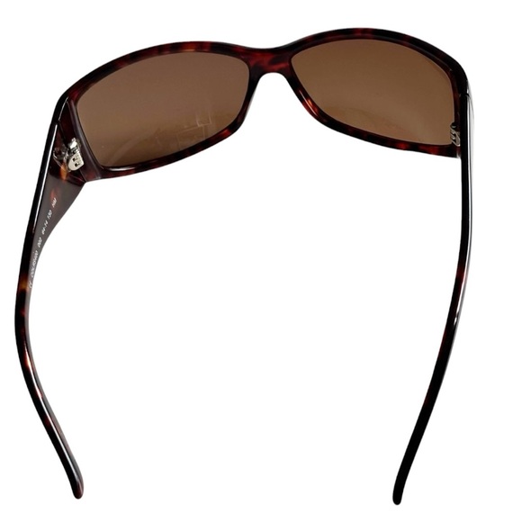 Oscar de la Renta wraparound shield style tortoise shell dark brown sunglasses - Picture 8 of 14
